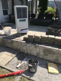 Hitzeschutz bei Arbeit im Freien, Abkühlung mit Wasserrauch Befeuchtungskühler